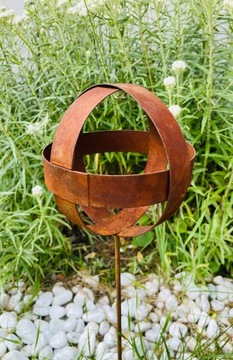 Kula dekoracja ogrodowa metalowa ozdoba dom doniczka 15cm + pręt - 2szt PL