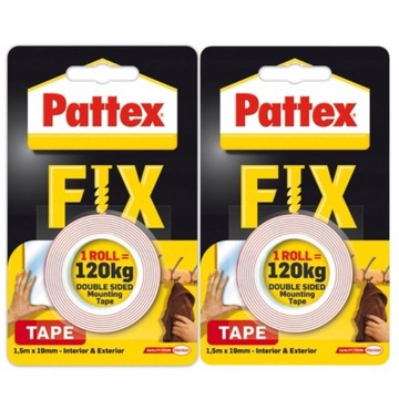 Pattex Fix Двусторонний скотч 1,5мх19мм 120кг х2