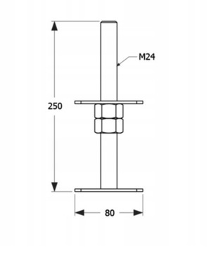 PSR 80 M24 PODSTAWA SŁUPA REGULOWANA 80x250x4