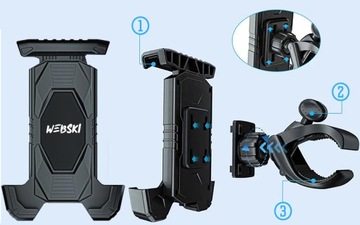 MOCNY UCHWYT ROWEROWY NA TELEFON MOTOCYKL KIEROWNICĘ HULAJNOGĘ+Klucz 18w1