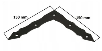 NAROŻNIK OZDOBNY PŁASKOWNIK CZARNY 150x150x25 MM KĄTOWY CIESIELSKI ŁĄCZNIK
