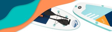 SUP BOARD Надувная доска для плавания 350 см КОМПЛЕКТ 12 в 1 Весла + Насос + Набор
