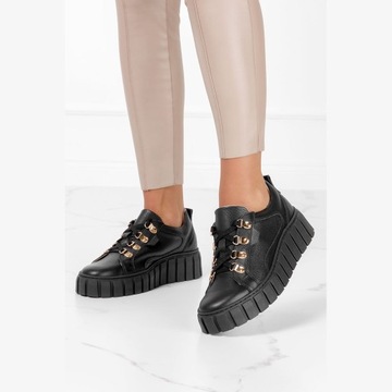 КОЖАНЫЕ ТУФЛИ CREEPERS ЖЕНСКИЕ НА ПЛАТФОРМЕ, размер 39