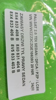 фото thumb №6, Vw passat b8 петля дверь зад правые sedan 8x4833408b 8x0831404b 8x4833406b