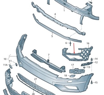 фото thumb №10, Volkswagen tiguan ad передний бампер left support trim 5na807723a oem
