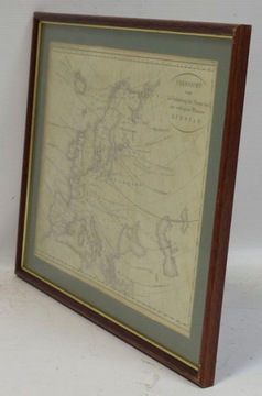 1835r. Stara Mapa roślinności Europy 42x32 cm