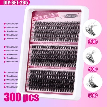 НАБОР ДЛЯ НАРАЩИВАНИЯ РЕСНИЦ 300 ШТ. D CURL CLUSTER LASHES IN