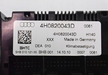 фото thumb №9, 4h0820043d панель кондиционера климат audi a8 d4 4h