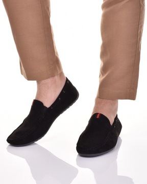 MĘSKIE MOKASYNY ELEGANCKIE OBUWIE WSUWANE CASUAL CZARNE