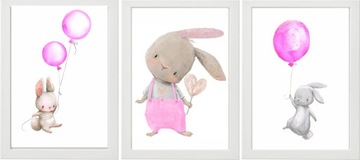 Установите 3 картинки плакаты A3 Pink Bunnies2