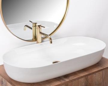 Umywalka Ceramiczna Nablatowa REA CLEO 81 Biała
