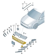 фото thumb №14, Volkswagen golf vii решётка бампера средняя перед передний 5g0853677