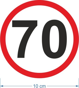 Наклейка Знак «ОГРАНИЧЕНИЕ СКОРОСТИ 70 км/ч» 10 см