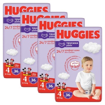 Подгузники HUGGIES Трусики 4 (9-14кг) 4х36 шт