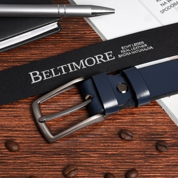 Beltimore темно-синий кожаный узкий ремень для брюк