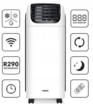 Klimatyzator przenośny EBERG QUBO 4kW funkcja grzania +WiFi +SpotCooler 4w1