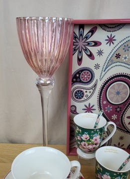 ŚWIECZNIK KIELICH RÓŻOWY 40CM