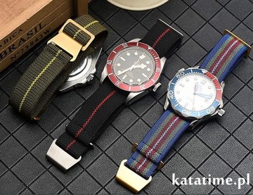 Gumowy pasek do zegarka NATO parachute strap 22 mm rozciągliwy szary SUPER
