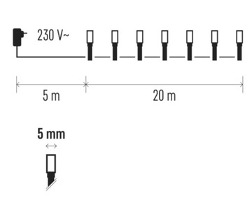 Lampki choinkowe APP 200 LED 20m IP44 timer