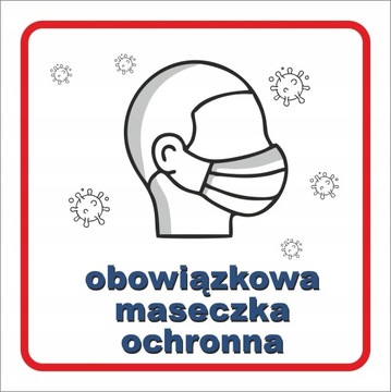 NAKLEJKA dezynfekcja zachowaj odstęp maseczki 20cm