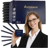 ЧЕРНЫЕ ПАТРОНЫ для ЧЕРНИЛЬНОЙ РУЧКИ, быстросохнущие, 8 шт., Waterman, БЕЗОПАСНЫЕ