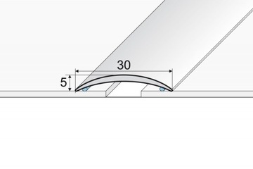 A03 Listwa łączeniowa owalna 30 mm inox gładki 270 cm progowa samoprzylepna