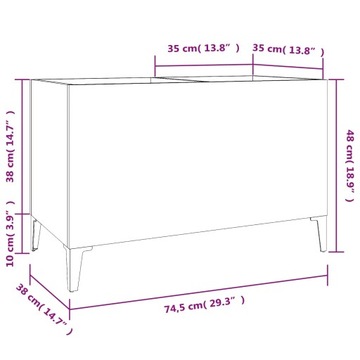 Шкаф для пластинок, глянцевый, белый, 74,5x38x48 см