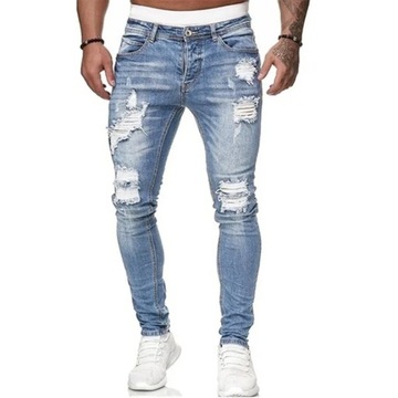 Мужские эластичные узкие брюки в байкерском стиле Slim Fit Denim Scr