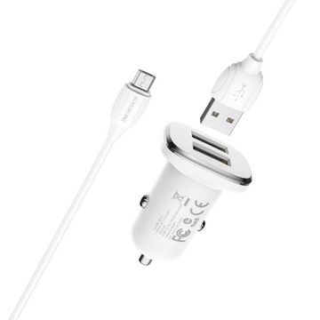 Borofone Ładowarka samochodowa BZ12 Lasting Power - 2xUSB - 2,4A z kablem U