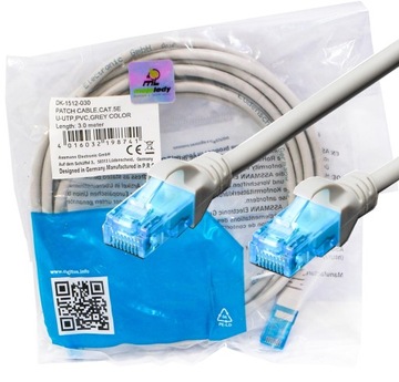Кабель UTP патч-корд кат.5e, серый 3м RJ45