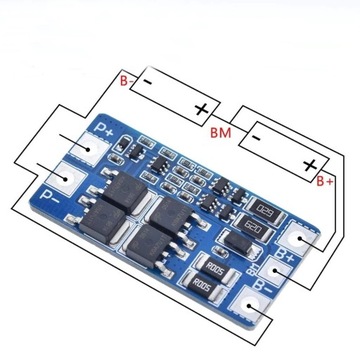 BMS 2S 10А Литий-ионный 10А 7,2В