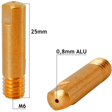 Контактный наконечник М6х25х0,8мм (20 шт.) АЛЮМИНИЙ