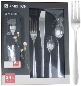 AMBITION 30 MODERN SZTUĆCE ROMA ZESTAW OBIADOWE DLA 6 OSÓB Z WIDELCZYKAMI