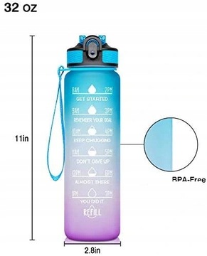 Бутылка для воды Motivational Time 1000ml/32oz