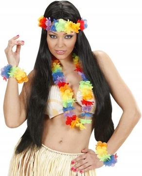 zestaw HAWAJSKI naszyjnik OPASKA hawajska strój ALOHA PARTY KOLOROWY