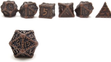 MIEDZIANE WIĘZIENIE ZESTAW 7 METALOWYCH KOŚCI RPG