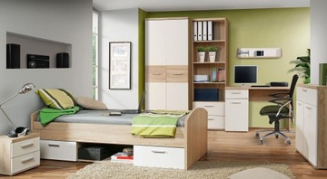 Forte WINNIE WNB935 молодежный письменный стол, дуб Сонома, белый, студия, офис