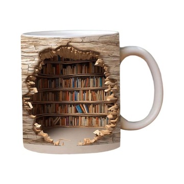 Любители книг 3D кофейная кружка Книжная полка Кружка Подарок для читателей в стиле «книжный червь»