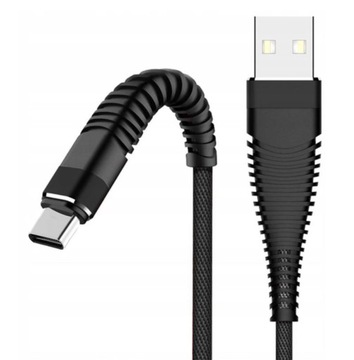Кабель USB TYPE C для быстрой зарядки HQ, нейлон, 1 м, черный