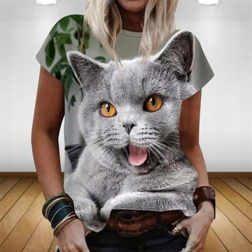 ФУТБОЛКА ЖЕНСКАЯ, ФУТБОЛКА С ПОЛНЫМ ПРИНТОМ 3D CAT