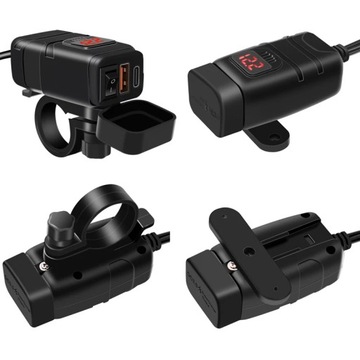 ЗАРЯДНОЕ УСТРОЙСТВО ДЛЯ МОТОЦИКЛА ВОЛЬТМЕТР USB + USB-C тип C QC 3.0