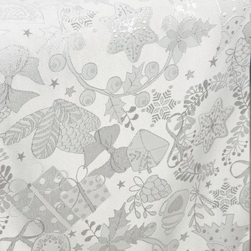 Bieżnik Plamoodporny Świąteczny Boże Narodzenie Choinki Srebrny 40x140 cm