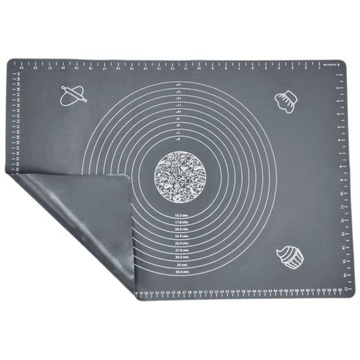 СИЛИКОНОВАЯ ДОСКА БОЛЬШОЙ КОВРИК для замешивания ТЕСТА С МЕРКОЙ XXL 50x70
