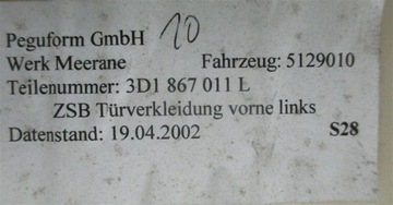 фото thumb №7, Боковина обивка дверь левый przódvw phaeton 3d синий eu