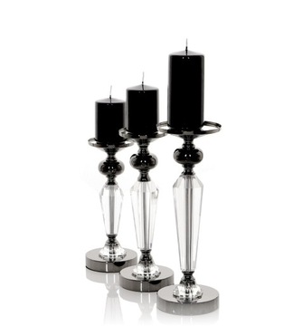 Подсвечник Glamour Lantern Chrome Crystal черный