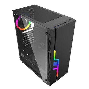 ЧЕРНЫЙ КОРПУС ДЛЯ ИГРОВОГО ПК, СТЕКЛО RGB, MIDI TOWER