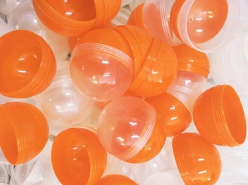 Kapsuła pusta 50mm POMARAŃCZOWA 50 SZT. kulka do losowania loteria los losy