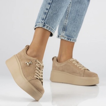 Sneakersy skórzane FILIPPO DP6246/24 BE BEŻ - 37, Beżowy