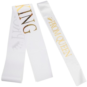 Бронзирующие ленты для костюмов Prom Queen Sash Care белого цвета