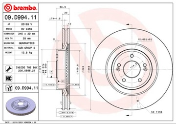 фото thumb №2, Brembo диск тормозная 09.d994.11